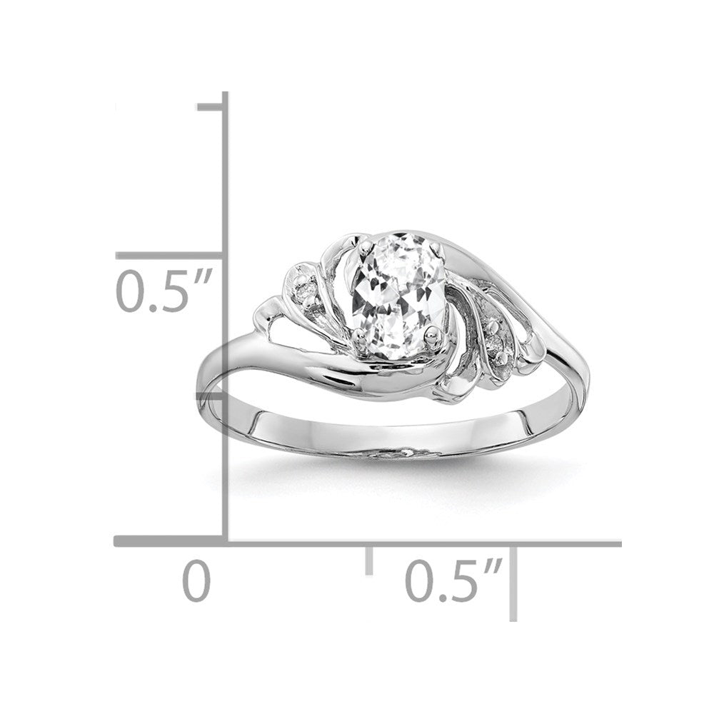 Solid 14k White Gold 6x4mm Oval Cubic Zirconia A Simulated CZ Ring
