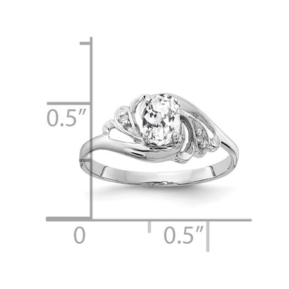 Solid 14k White Gold 6x4mm Oval Cubic Zirconia A Simulated CZ Ring