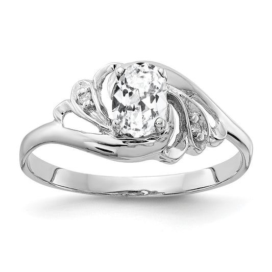 Solid 14k White Gold 6x4mm Oval Cubic Zirconia AAA Simulated CZ Ring