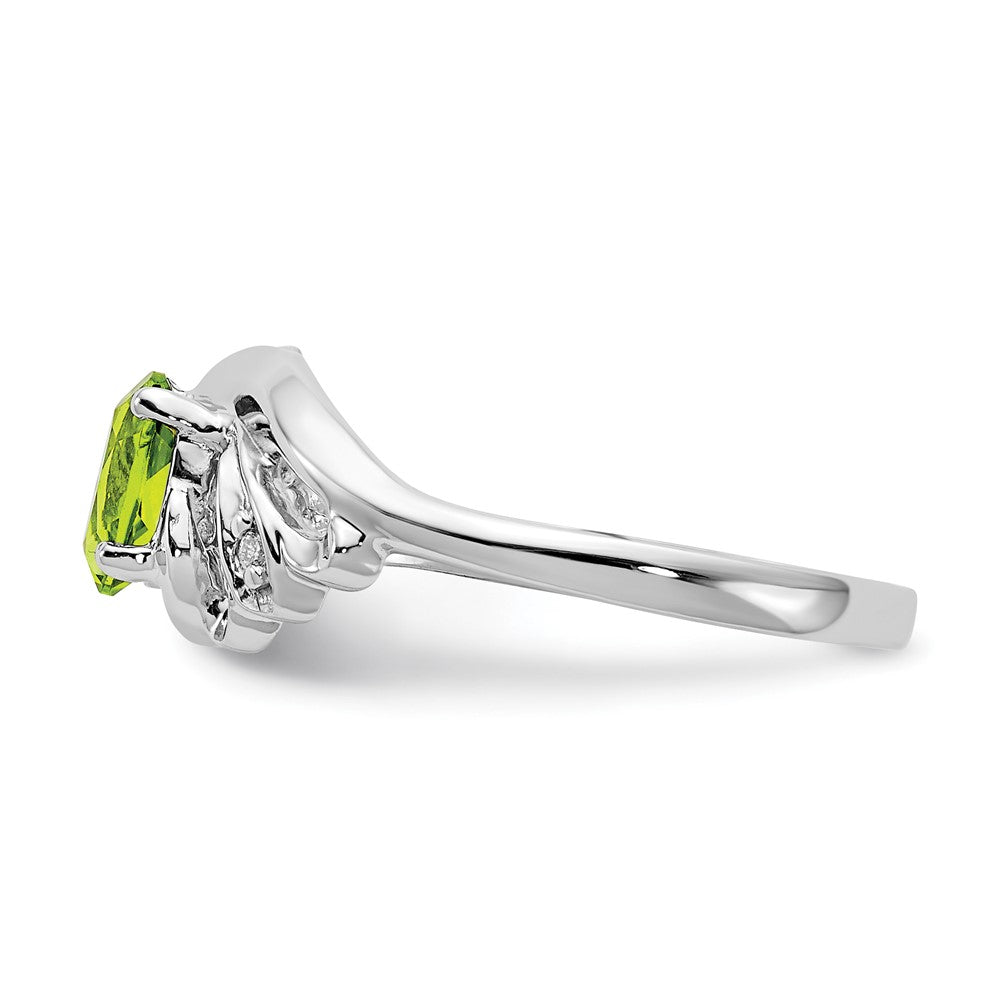 14k White Gold 6x4mm Oval Peridot AA Real Diamond ring