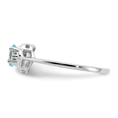 14k White Gold 5x3mm Oval Blue Topaz VS Real Diamond ring