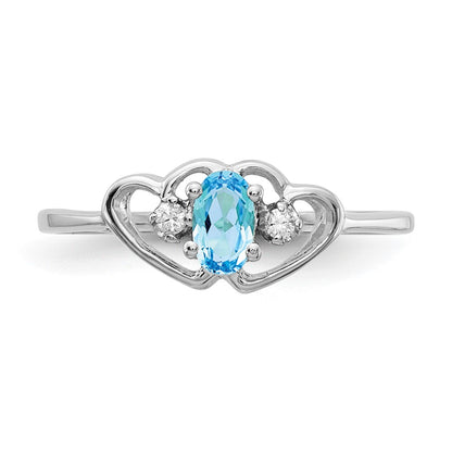 14k White Gold 5x3mm Oval Blue Topaz A Real Diamond ring