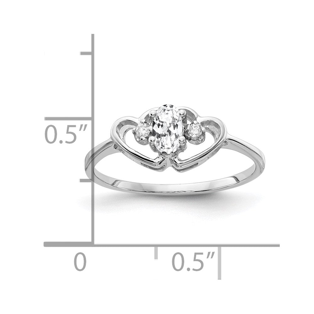 Solid 14k White Gold 5x3mm Oval Cubic Zirconia A Simulated CZ Ring
