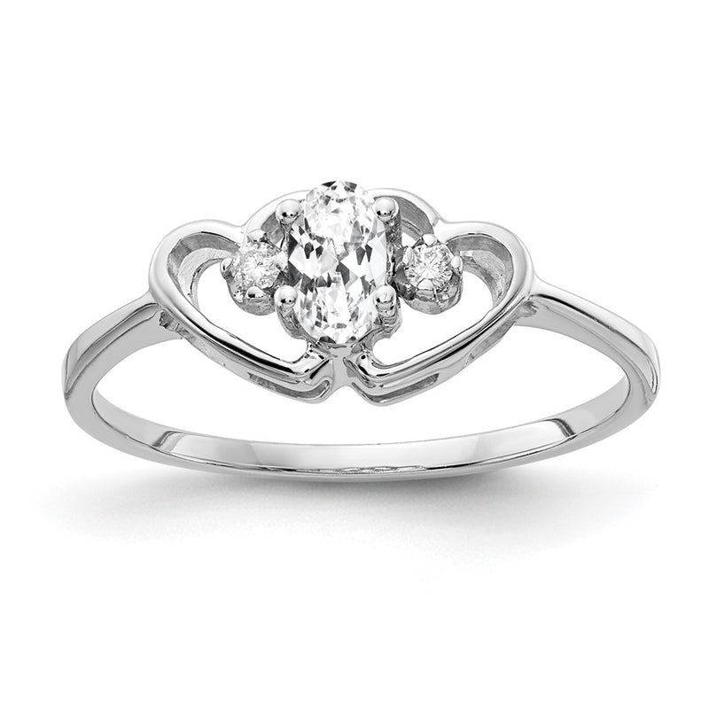 Solid 14k White Gold 5x3mm Oval Cubic Zirconia AA Simulated CZ Ring