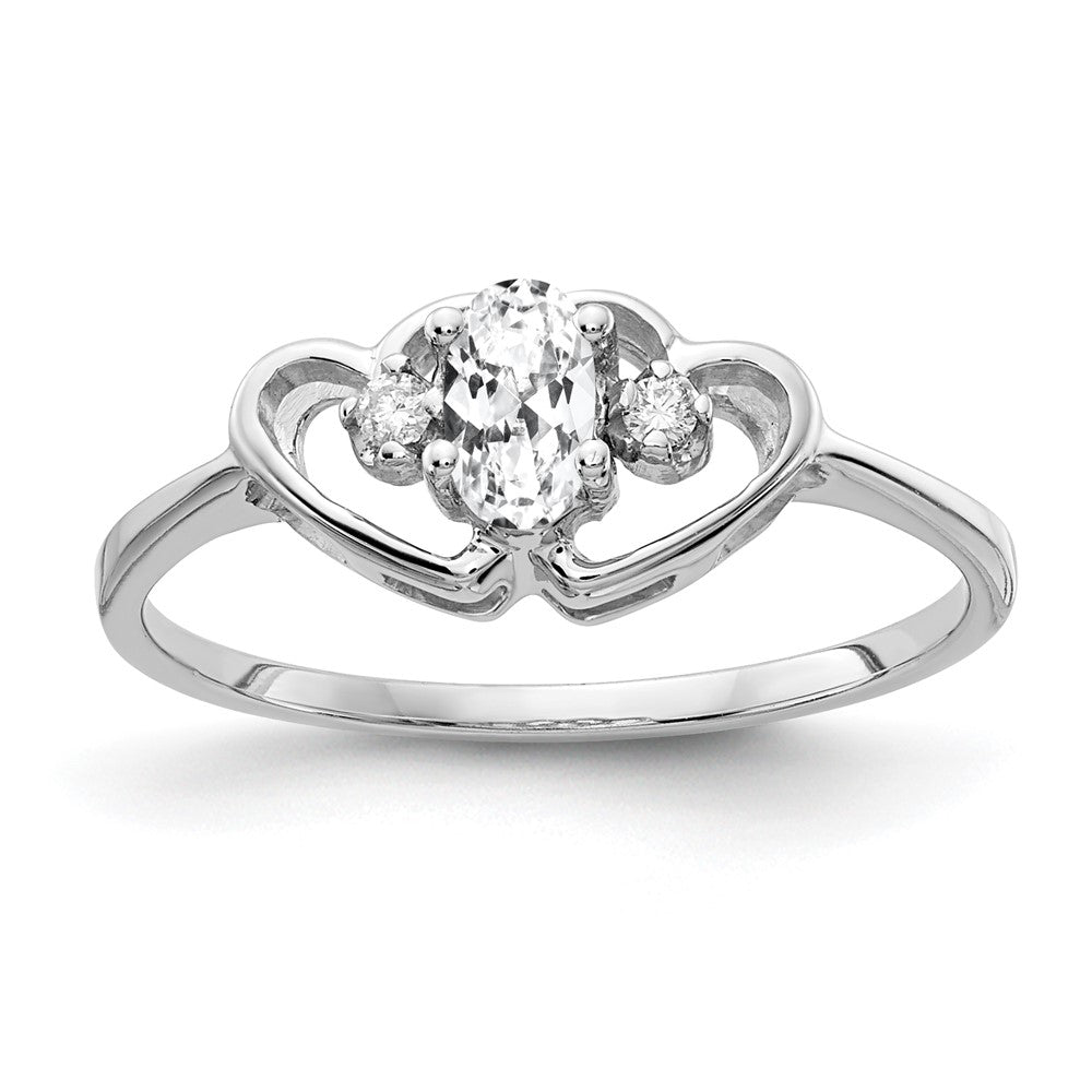 Solid 14k White Gold 5x3mm Oval Cubic Zirconia AAA Simulated CZ Ring