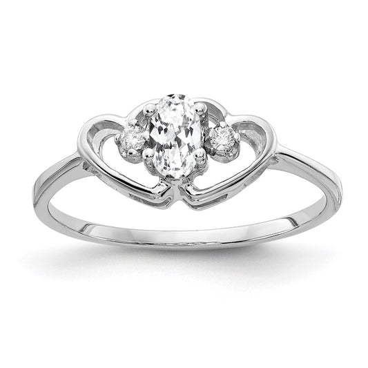 Solid 14k White Gold 5x3mm Oval Cubic Zirconia AAA Simulated CZ Ring