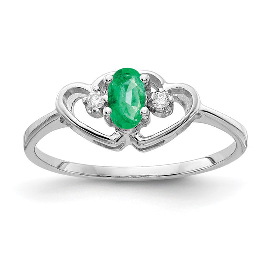 14k White Gold 5x3mm Oval Emerald A Real Diamond ring