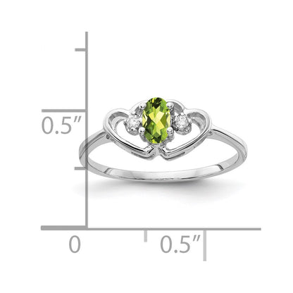 14k White Gold 5x3mm Oval Peridot VS Real Diamond ring