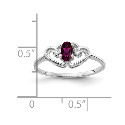 Solid 14k White Gold 5x3mm Oval Rhodolite Simulated Garnet AAA CZ Ring