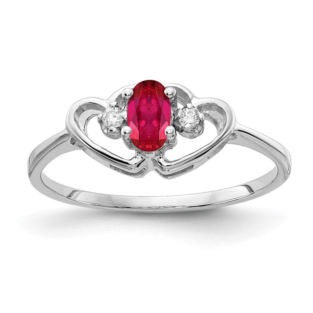 14k White Gold 5x3mm Oval Ruby A Real Diamond ring