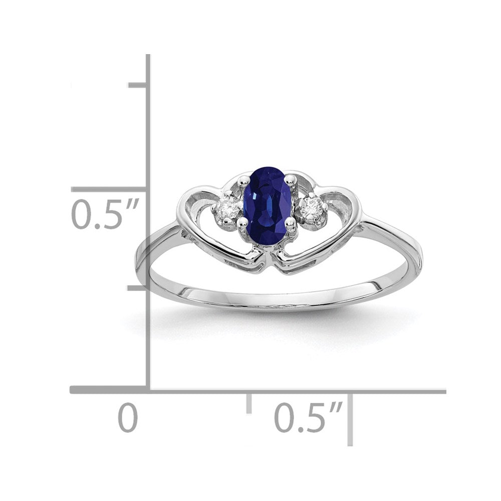 14k White Gold 5x3mm Oval Sapphire AA Real Diamond ring