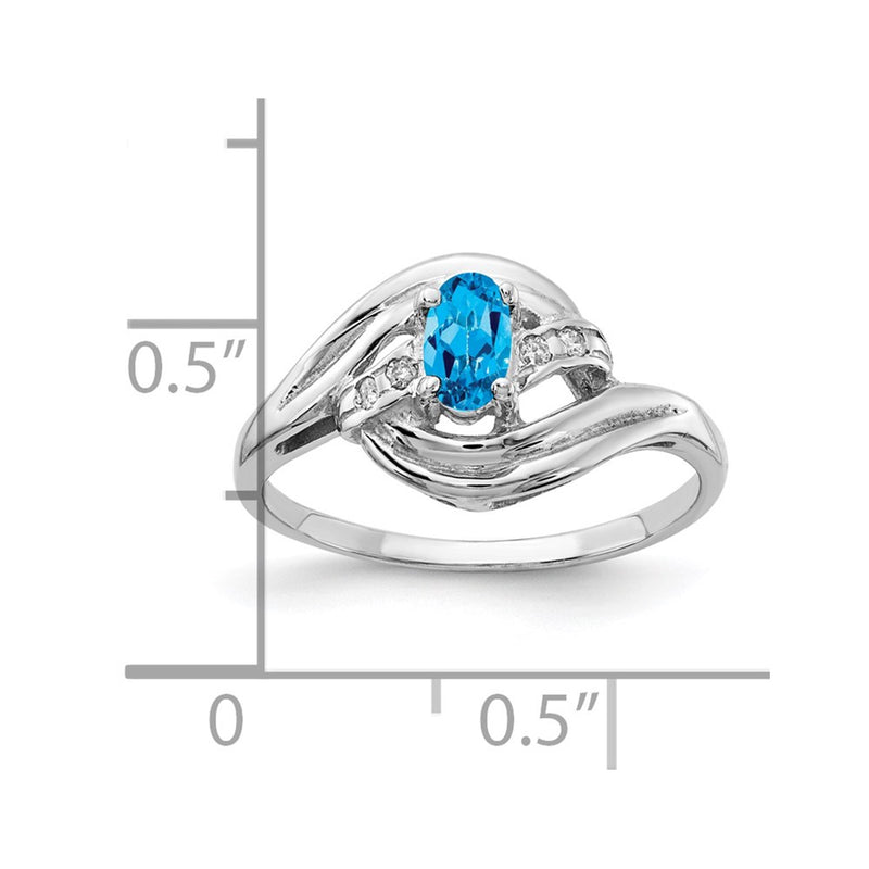 14k White Gold 5x3mm Oval Blue Topaz AAA Real Diamond ring