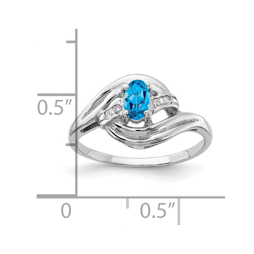 14k White Gold 5x3mm Oval Blue Topaz A Real Diamond ring