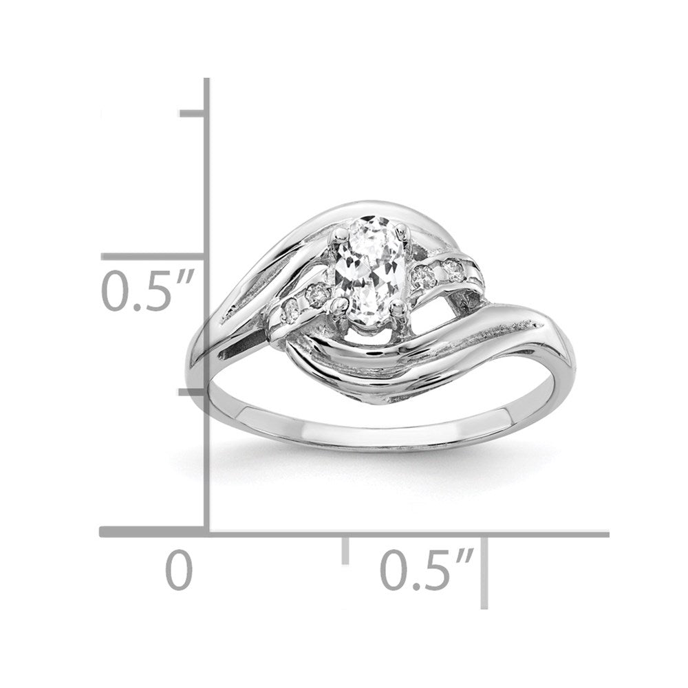 Solid 14k White Gold 5x3mm Oval Cubic Zirconia VS Simulated CZ Ring