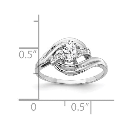 Solid 14k White Gold 5x3mm Oval Cubic Zirconia VS Simulated CZ Ring