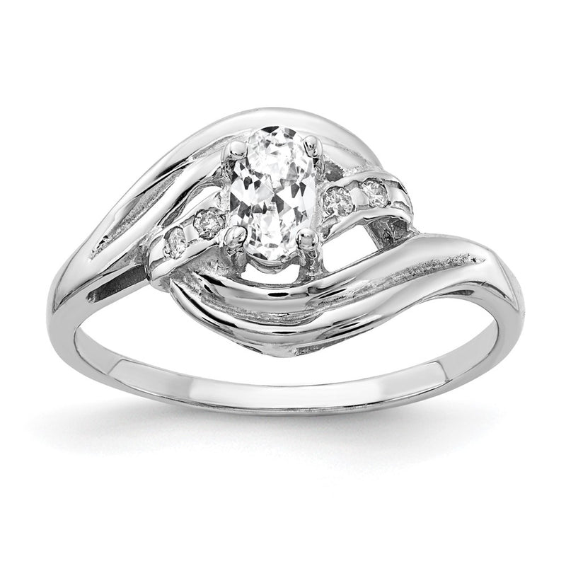 Solid 14k White Gold 5x3mm Oval Cubic Zirconia AAA Simulated CZ Ring