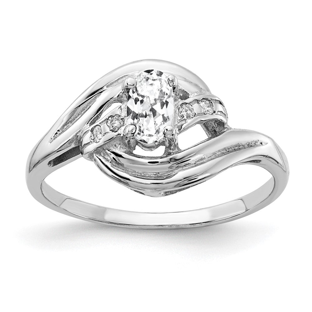 Solid 14k White Gold 5x3mm Oval Cubic Zirconia AA Simulated CZ Ring