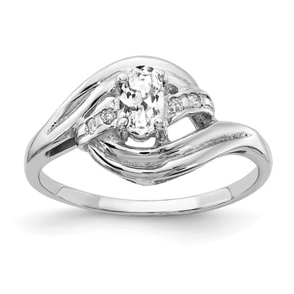 Solid 14k White Gold 5x3mm Oval Cubic Zirconia VS Simulated CZ Ring
