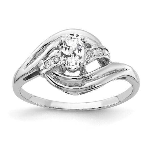 Solid 14k White Gold 5x3mm Oval Cubic Zirconia VS Simulated CZ Ring