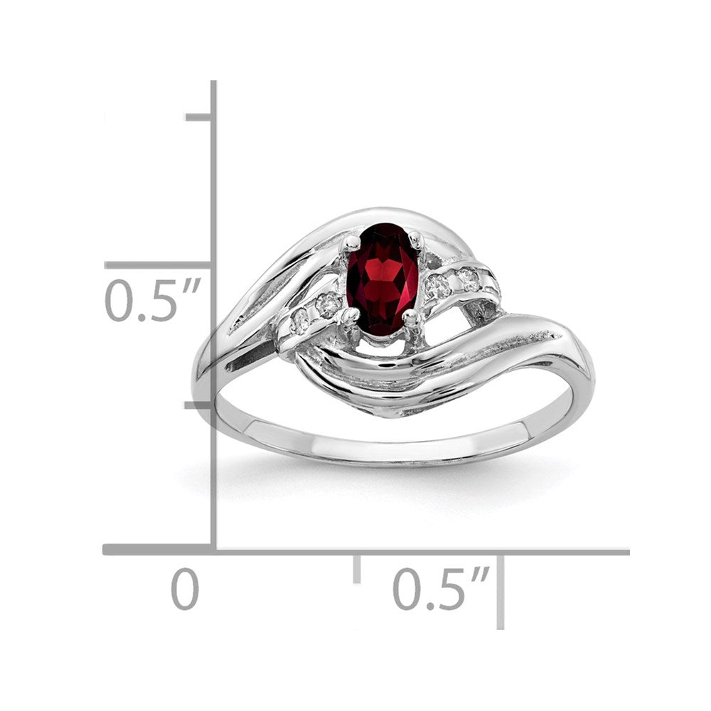 Solid 14k White Gold 5x3mm Oval Simulated Garnet A CZ Ring