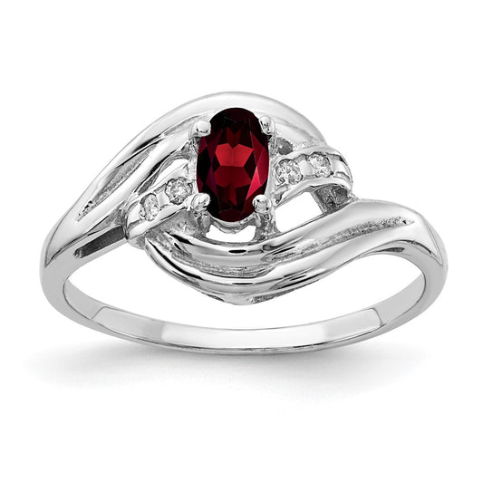 14k White Gold 5x3mm Oval Garnet A Real Diamond ring