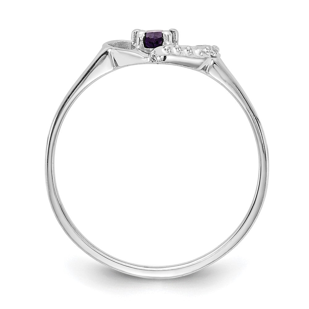 14k White Gold 5x3mm Pear Amethyst VS Real Diamond ring