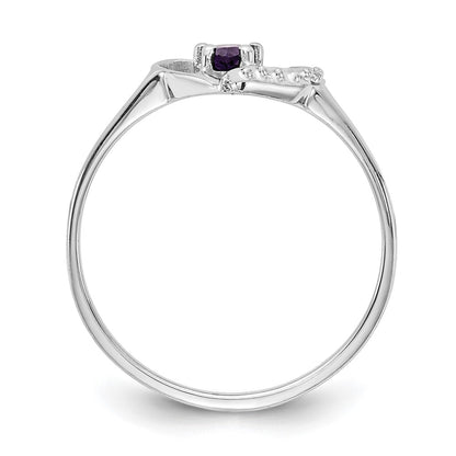 14k White Gold 5x3mm Pear Amethyst VS Real Diamond ring
