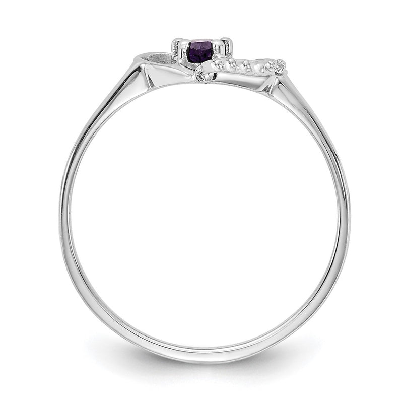 14k White Gold 5x3mm Pear Amethyst VS Real Diamond ring