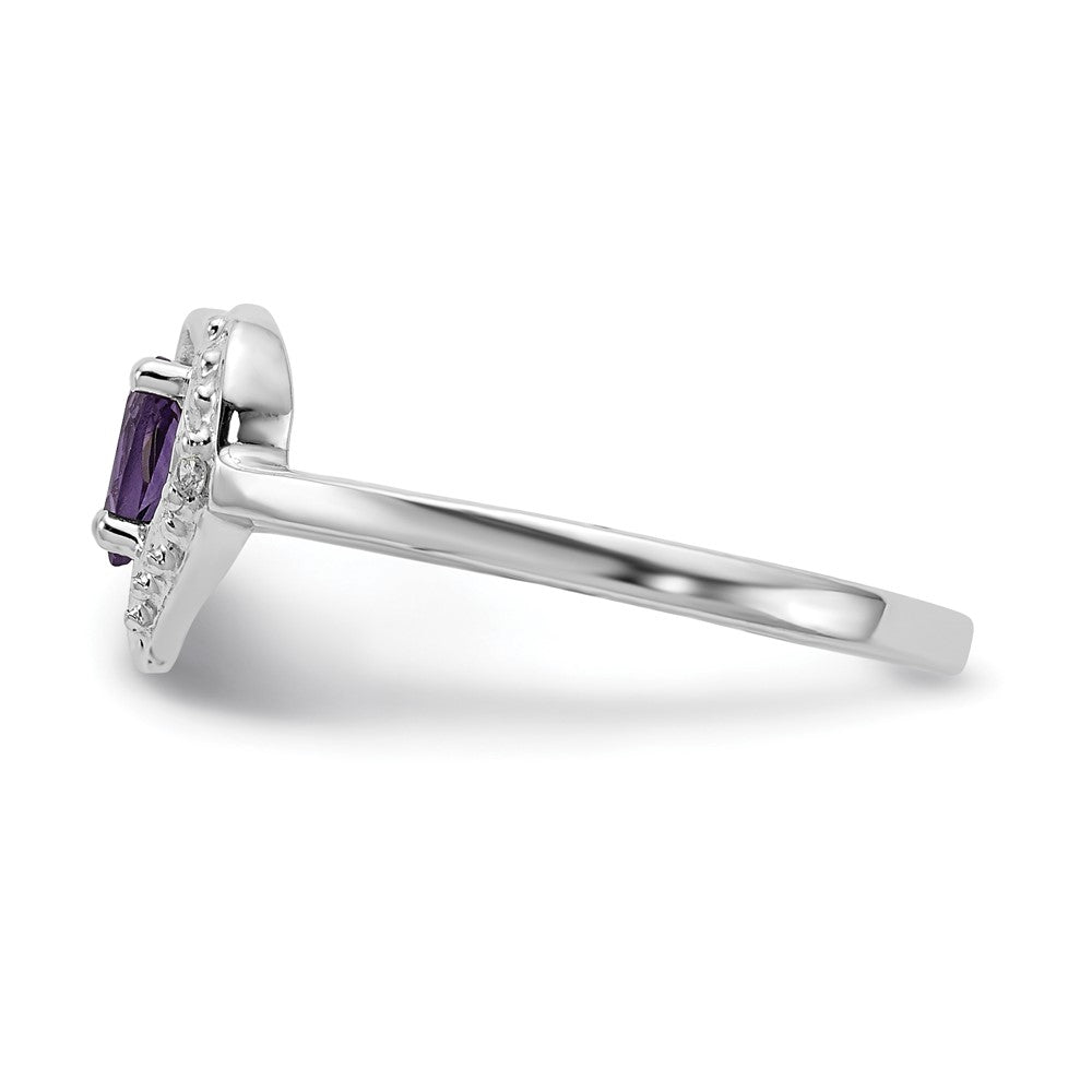 14k White Gold 5x3mm Pear Amethyst VS Real Diamond ring