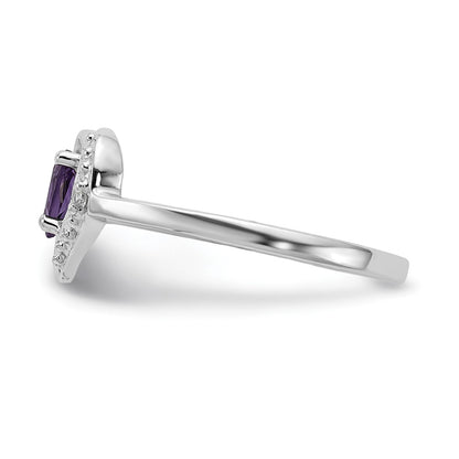14k White Gold 5x3mm Pear Amethyst VS Real Diamond ring