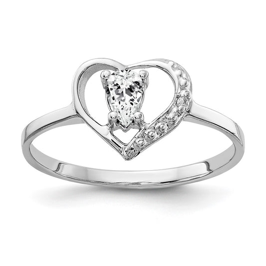 Solid 14k White Gold 5x3mm Pear Cubic Zirconia AAA Simulated CZ Ring