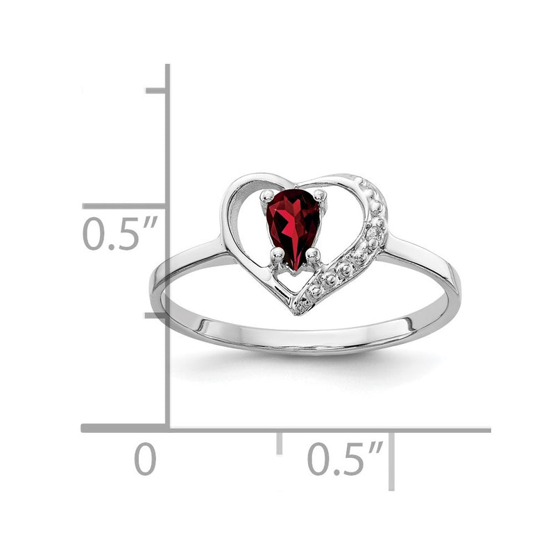 14k White Gold 5x3mm Pear Garnet AA Real Diamond ring