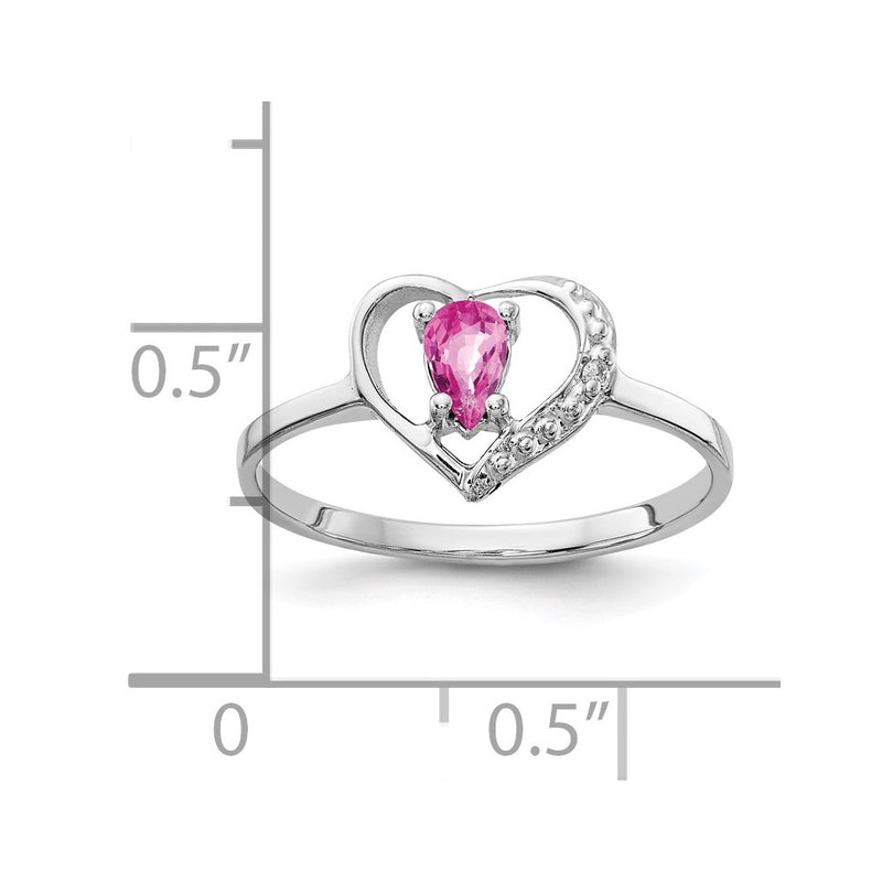 14k White Gold 5x3mm Pear Pink Sapphire AA Real Diamond ring
