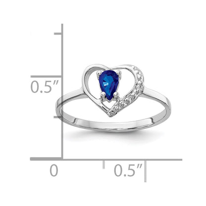 14k White Gold 5x3mm Pear Sapphire AAA Real Diamond ring