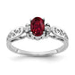 14k White Gold 6x4mm Oval Created Ruby VS Real Diamond ring