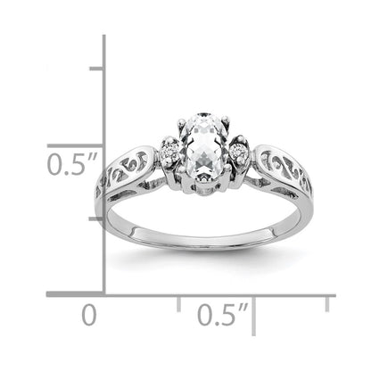Solid 14k White Gold 6x4mm Oval Cubic Zirconia AA Simulated CZ Ring