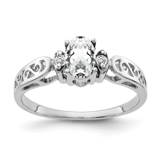 Solid 14k White Gold 6x4mm Oval Cubic Zirconia AAA Simulated CZ Ring