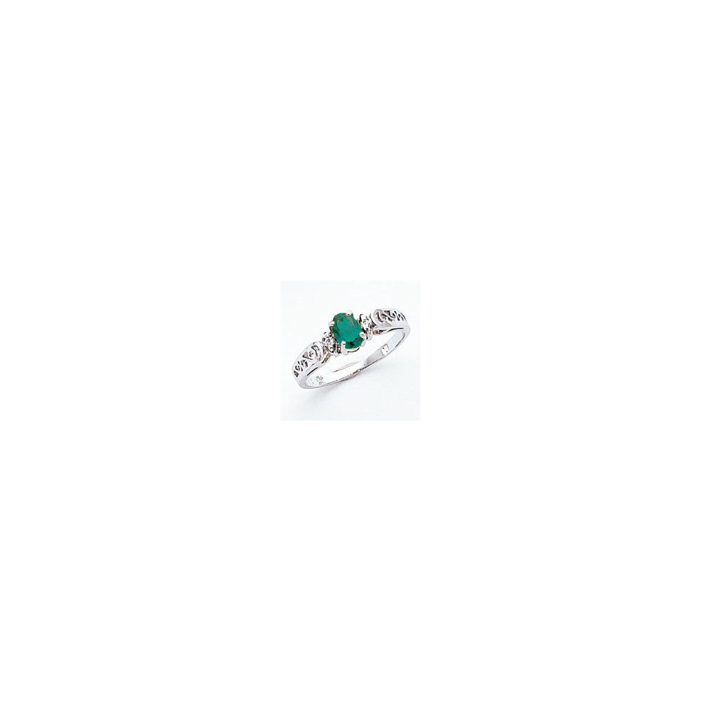 14k White Gold 6x4mm Oval Mount St. Helens AA Real Diamond ring