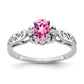 14k White Gold 6x4mm Oval Pink Sapphire AAA Real Diamond ring