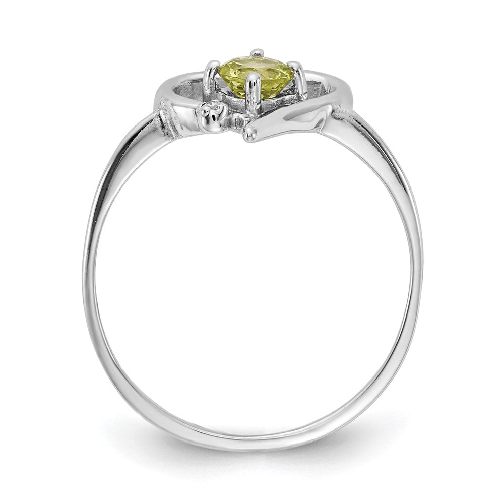 14k White Gold 4mm Peridot AAA Real Diamond ring