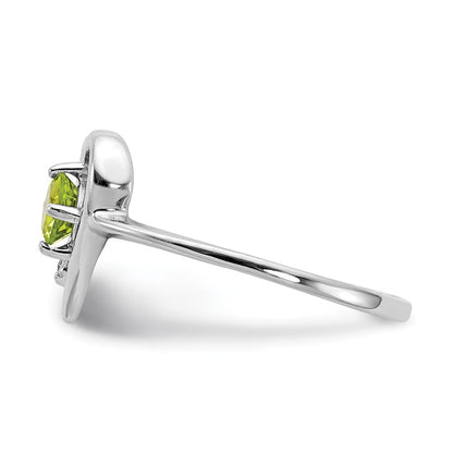 14k White Gold 4mm Peridot AAA Real Diamond ring