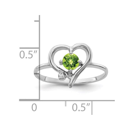 14k White Gold 4mm Peridot AAA Real Diamond ring