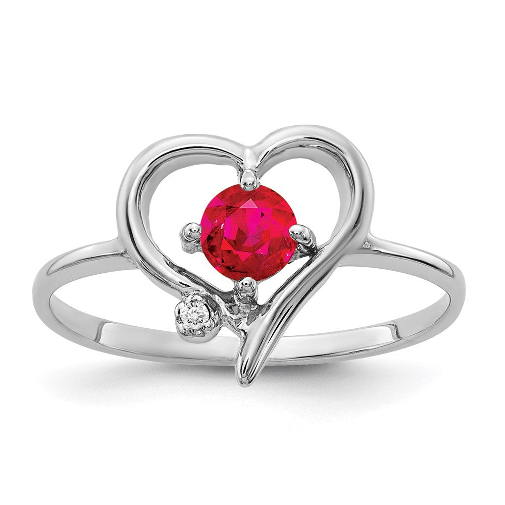 14k White Gold 4mm Ruby AA Real Diamond ring