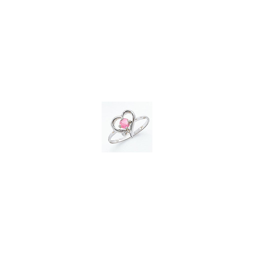 14k White Gold 4mm Pink Sapphire AAA Real Diamond ring