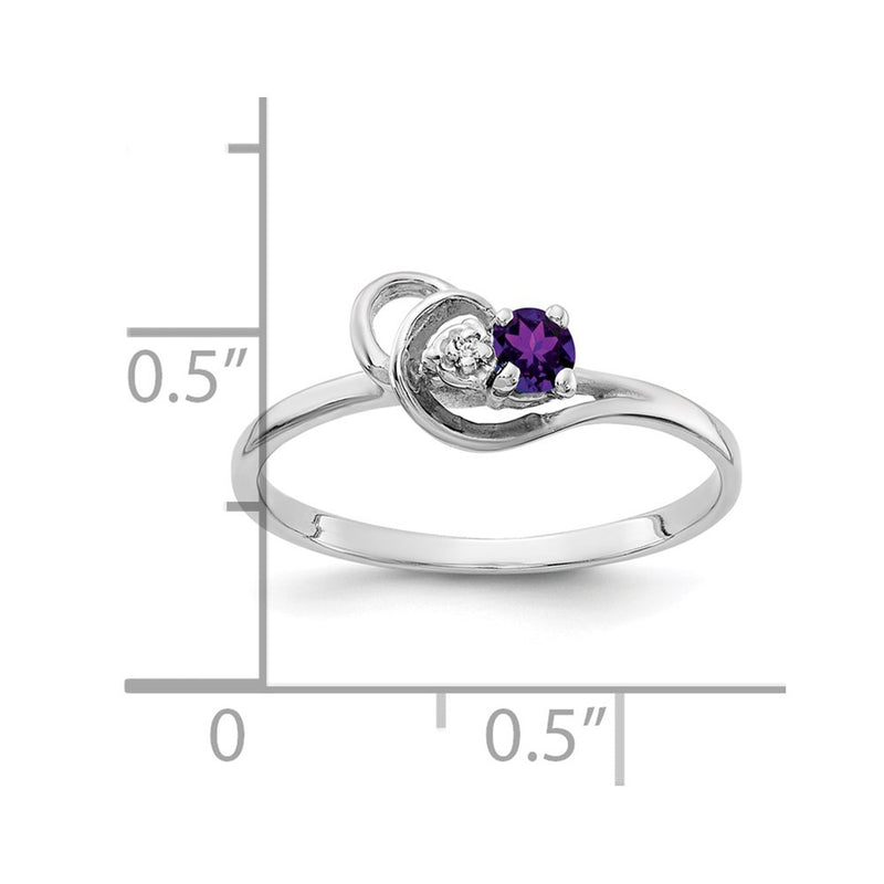 14k White Gold 3mm Amethyst VS Real Diamond ring