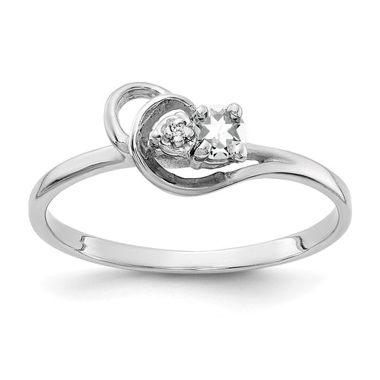 Solid 14k White Gold 3mm Cubic Zirconia VS Simulated CZ Ring