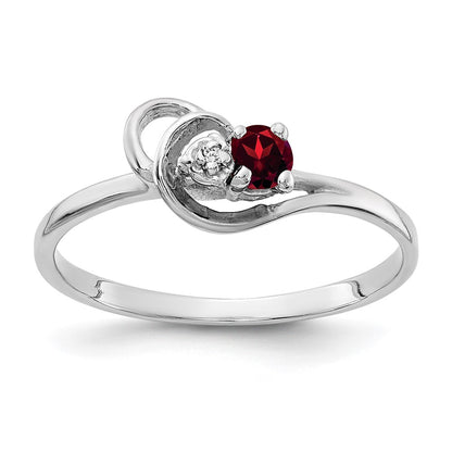 14k White Gold 3mm Garnet AA Real Diamond ring