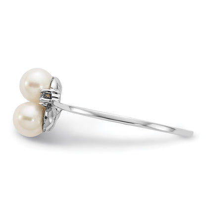 14k White Gold 4mm FW Cultured Pearl A Real Diamond ring