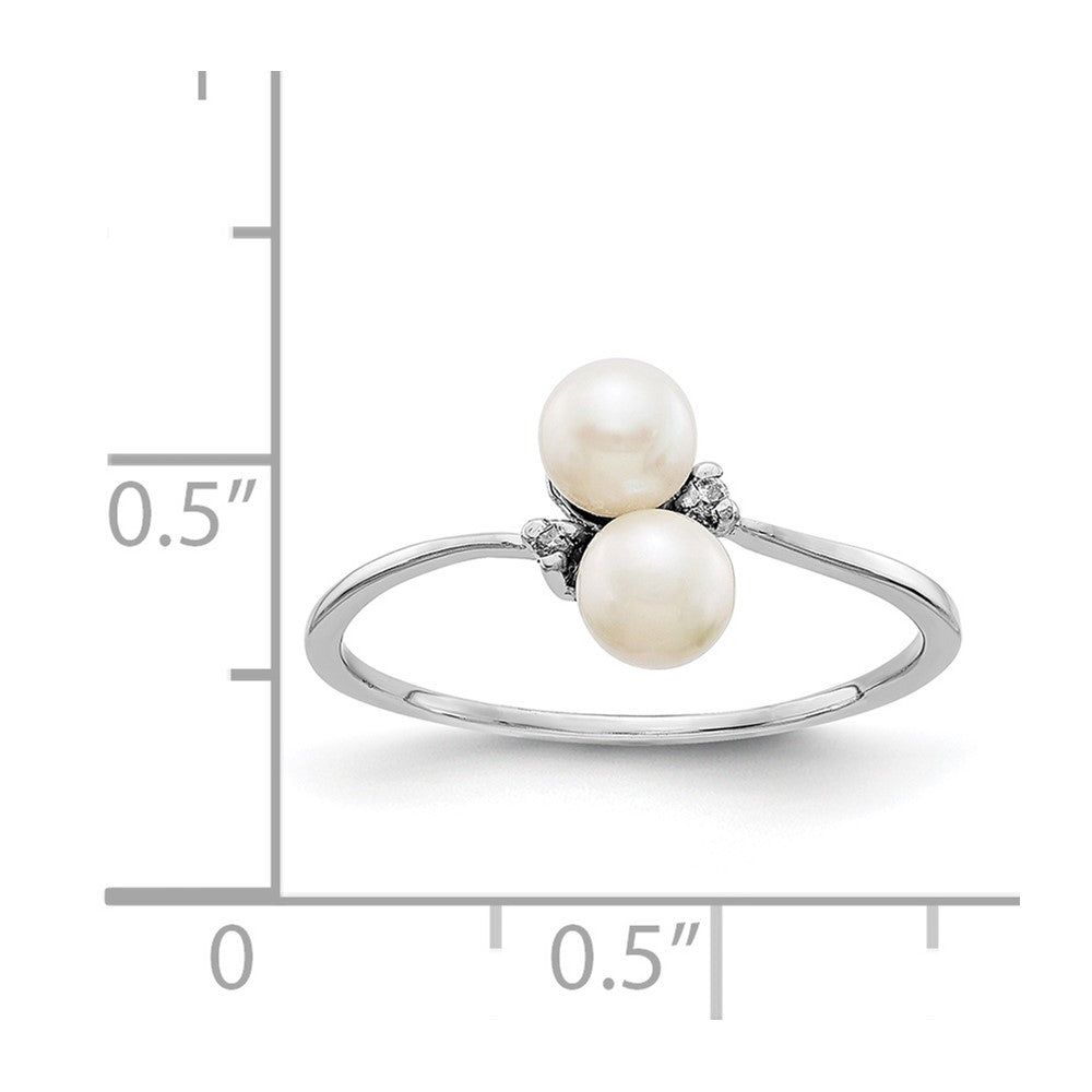 14k White Gold 4mm FW Cultured Pearl A Real Diamond ring