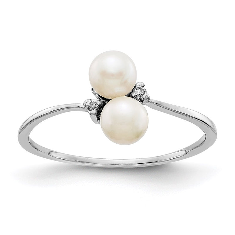 14k White Gold 4mm FW Cultured Pearl A Real Diamond ring